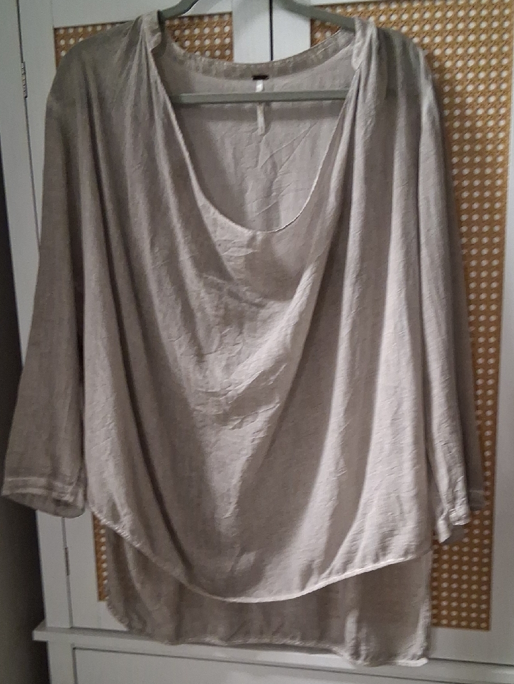 Free People Draped Scoop-Neck Tunic in Light Taupe